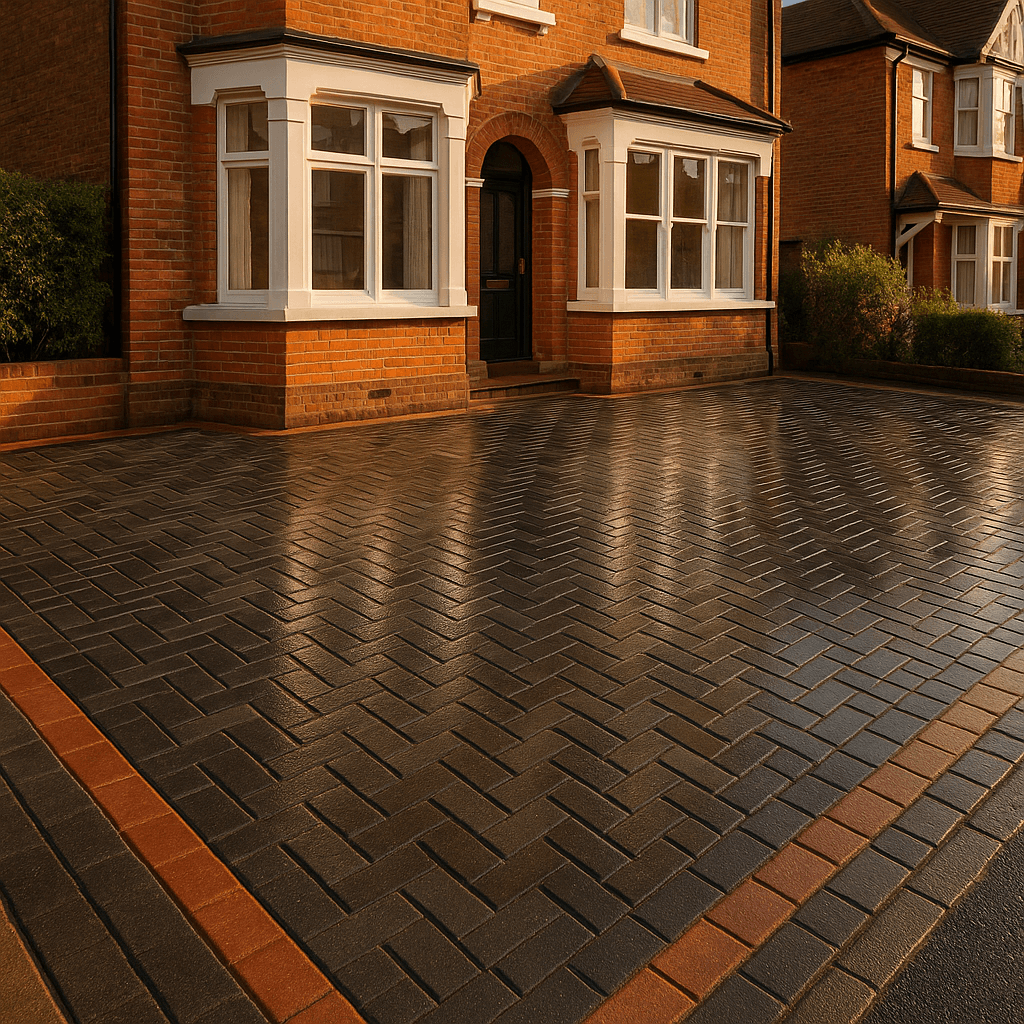 Block paving driveway installation