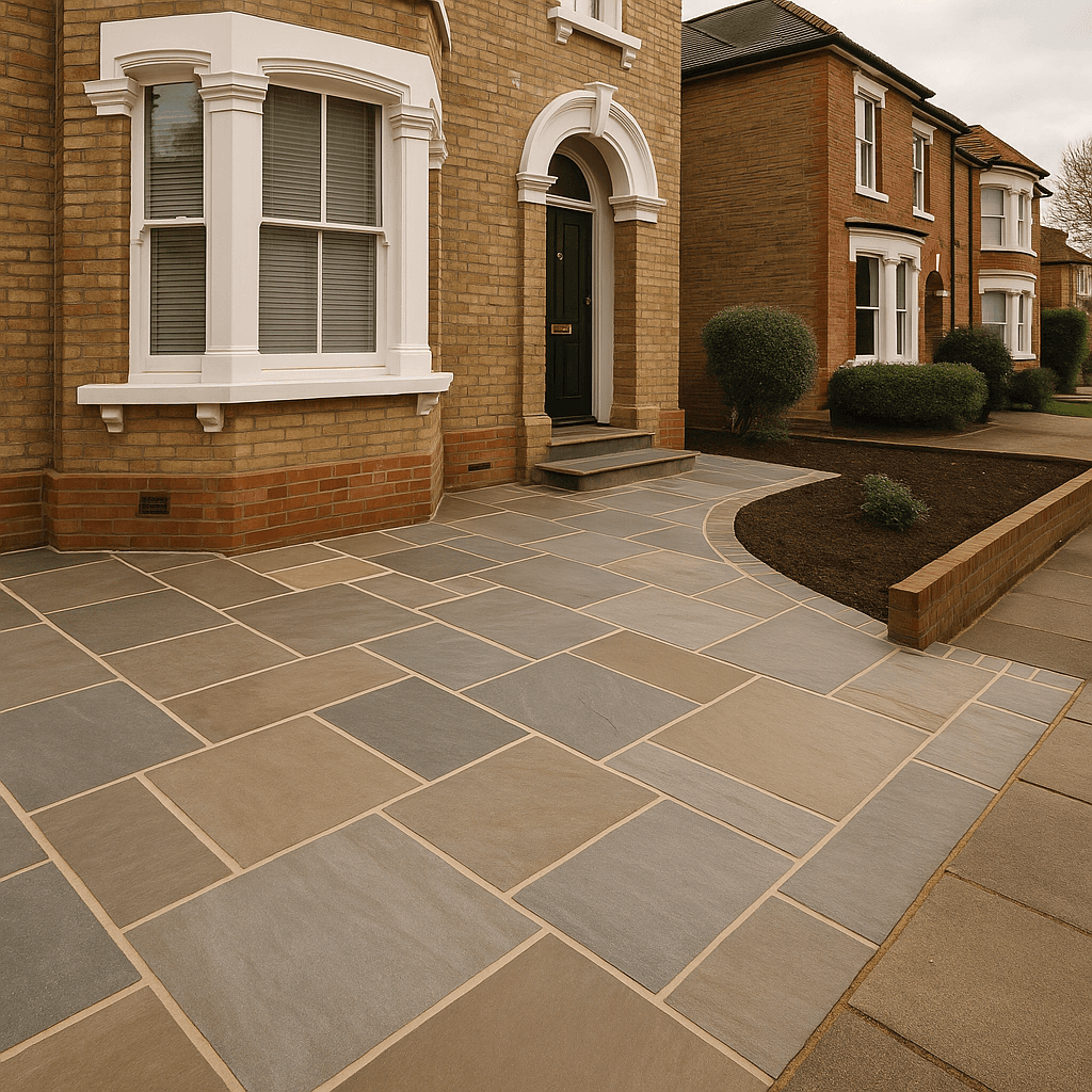 Charcoal block paving driveway