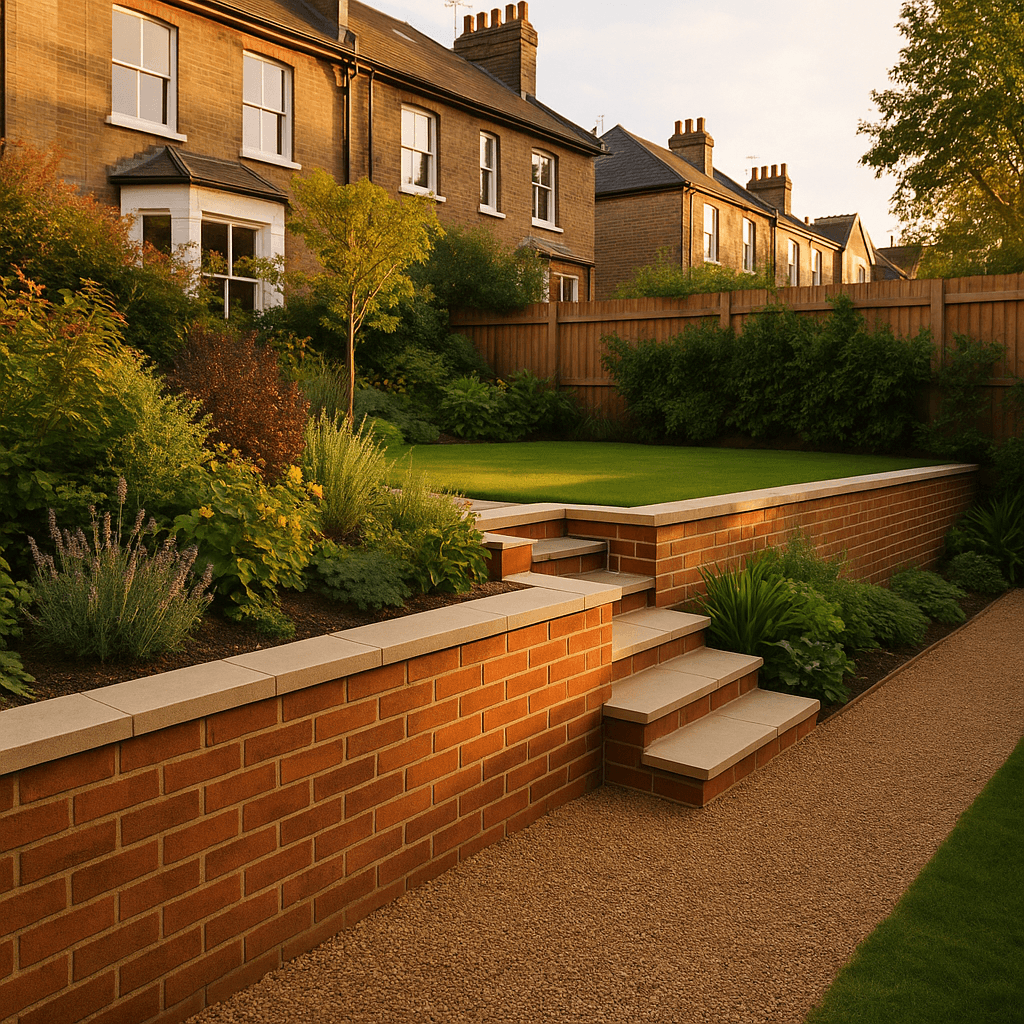 Landscaping with retaining walls