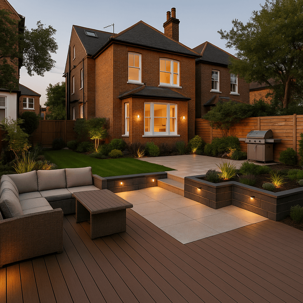 Outdoor entertaining area with composite decking