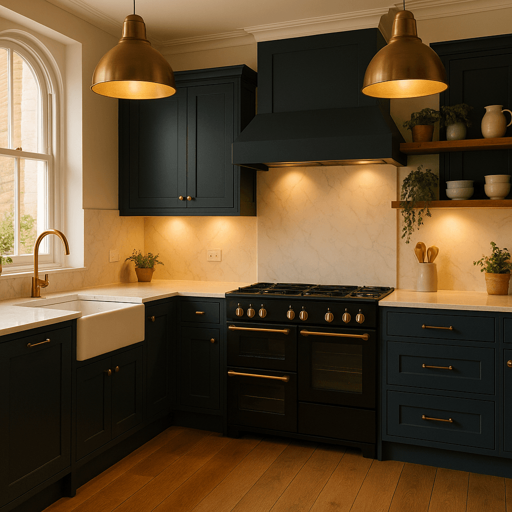 Contemporary shaker kitchen with island