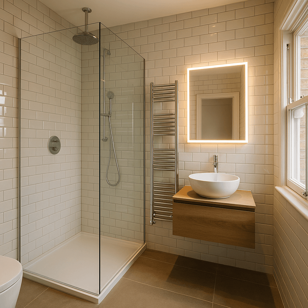 Contemporary bathroom with walk-in shower