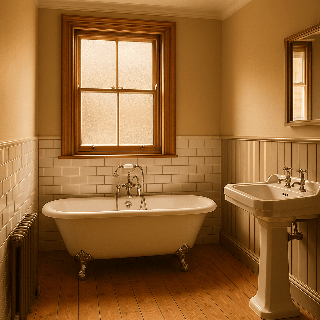 Family bathroom with freestanding bath
